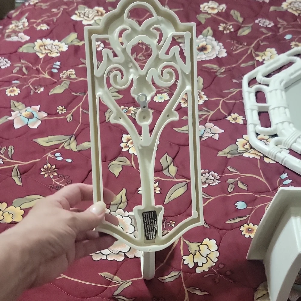 Vintage Homco White Wicker Resin Mirror Wall Decor Set